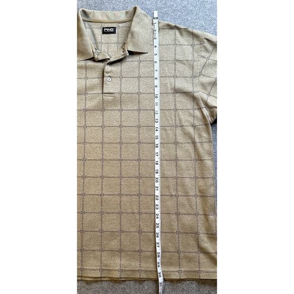 Ping Golf Polo Short Sleeve Tan Squares XXL? READ DESC - Picture 4 of 6
